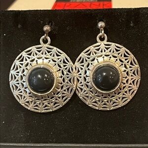 Frank Lloyd Wright Ladies Ortak Sterling Silver & Onyx Earrings